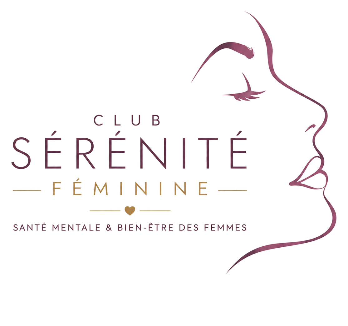 Logo officiel du Club Sérénité Féminine, silhouette de femme en prune et or